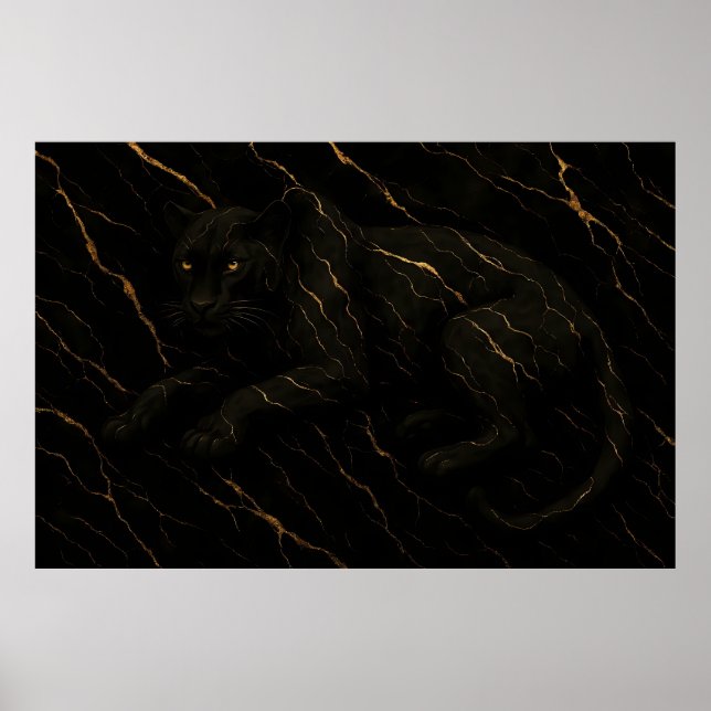 Affiche Black Panther Gold Marble Art (Devant)