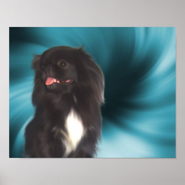 Affiche Black Pekingese Blue Swils Dog Art (Devant)