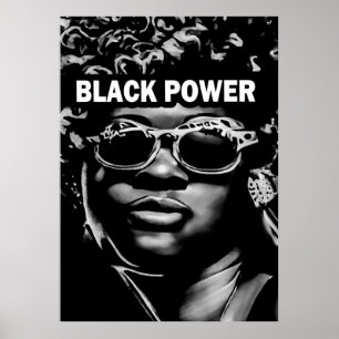 Affiche Black Power Afro Beauté Portrait femme (AI+Human)