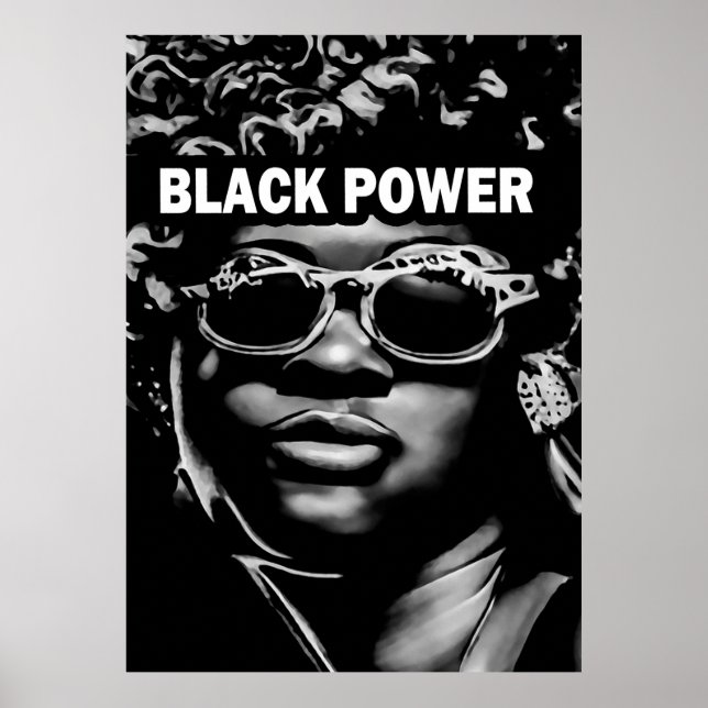 Affiche Black Power Afro Beauté Portrait femme (AI+Human) (Devant)