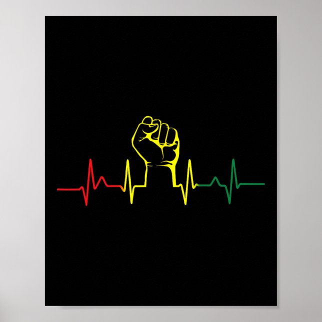Affiche Black Power Fist Heartbeat African American Pride (Devant)