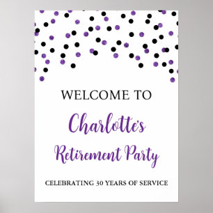 Affiche Black Purple Retraite Party Personnalisé 18x24
