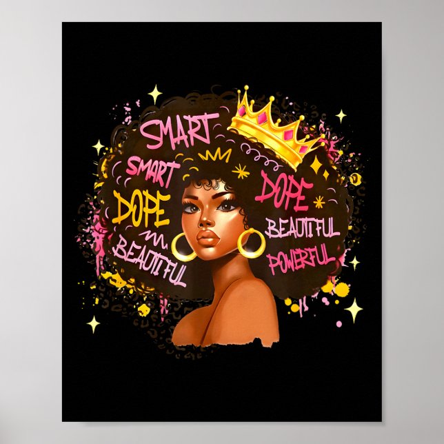 Affiche Black Queen Dripng Afro Melanin Black History Mont (Devant)