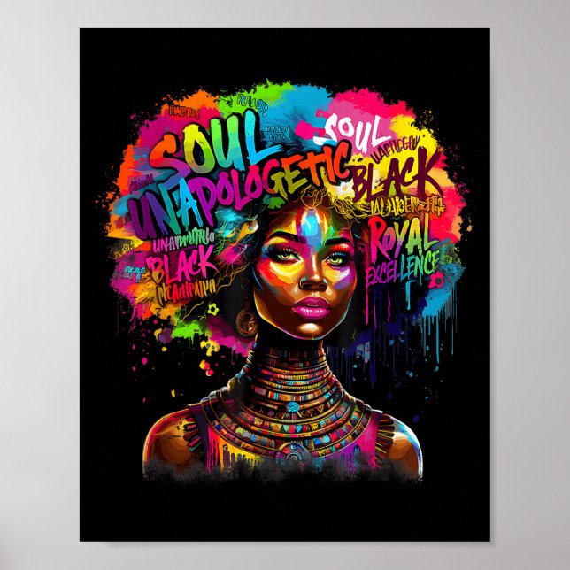 Affiche Black Queen Dripng Afro Melanin Black History Mont (Devant)