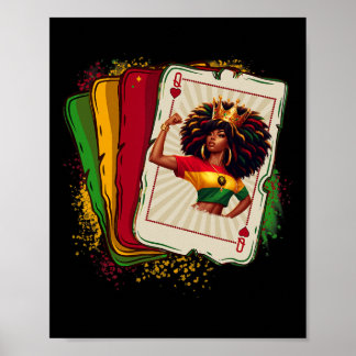 Affiche Black Queen Of Hearts Card Deck Game Proud Black H