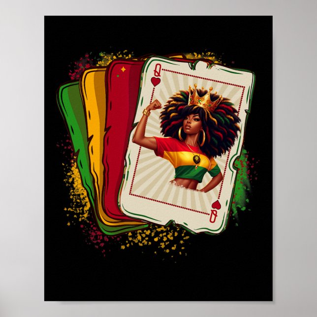 Affiche Black Queen Of Hearts Card Deck Jeu Fier Black H (Devant)