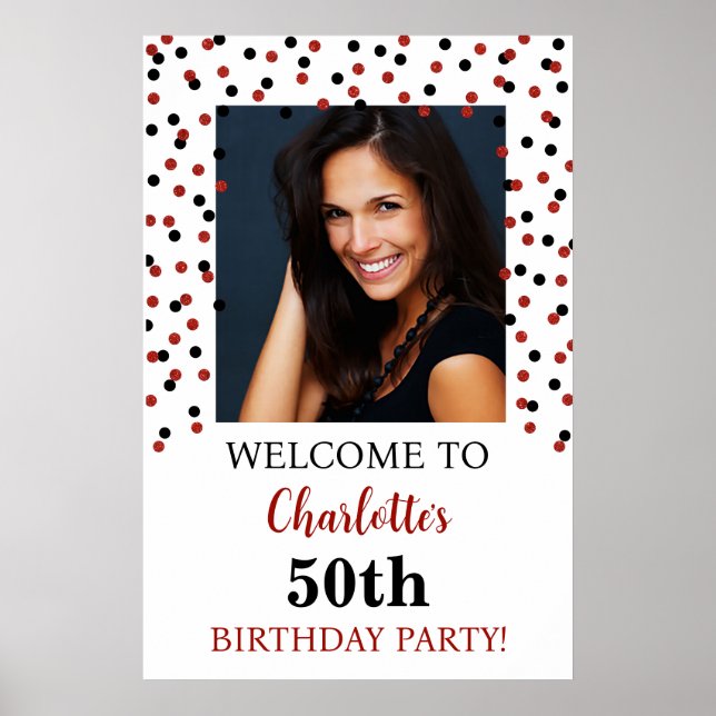 Affiche Black Red Birthday Party Custom 20x30 Photo (Devant)