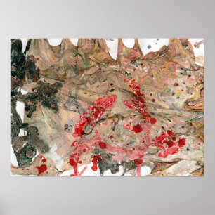 Affiche Black Red Brown Green Modern Abstract Art Trendy