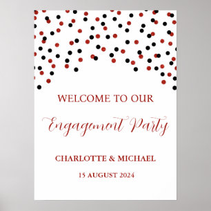 Affiche Black Red Engagement Party Personnalisé 18x24