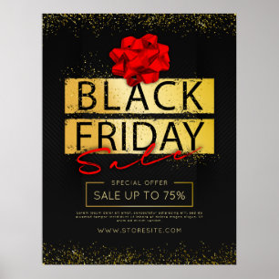 Affiche Black Red & Gold Black Vendredi Vente de détail An