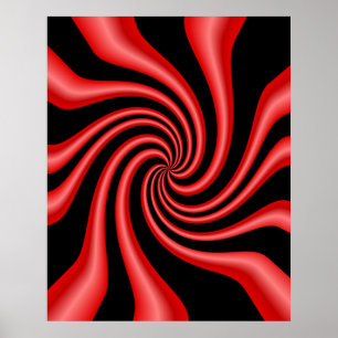 Affiche Black & Red Swirl