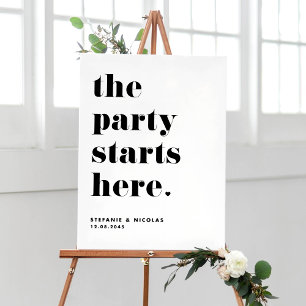 Affiche Black Retro Bold La fête commence ici Mariage