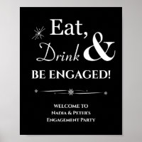 Black Retro Eat Drink Soyez Fiançailles