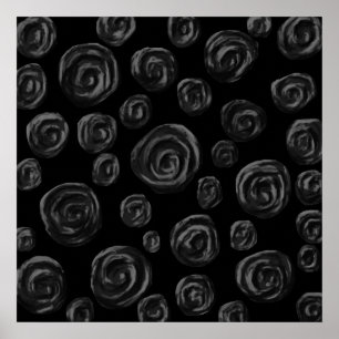 Affiche Black Rose Pattern Design.
