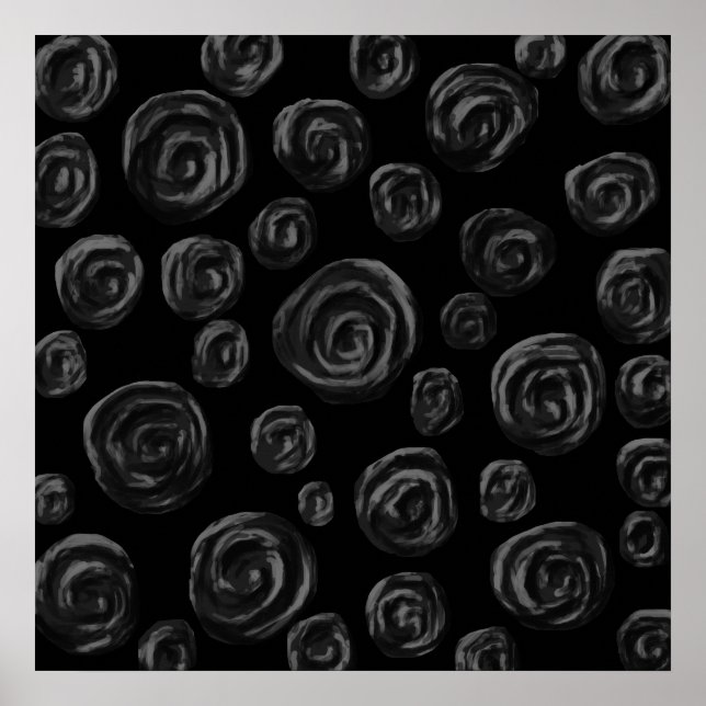 Affiche Black Rose Pattern Design. (Devant)