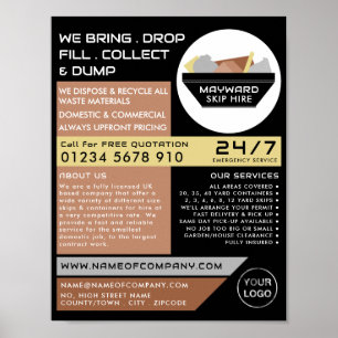 Affiche Black Rubbish Skip, Skip/Dumster Company