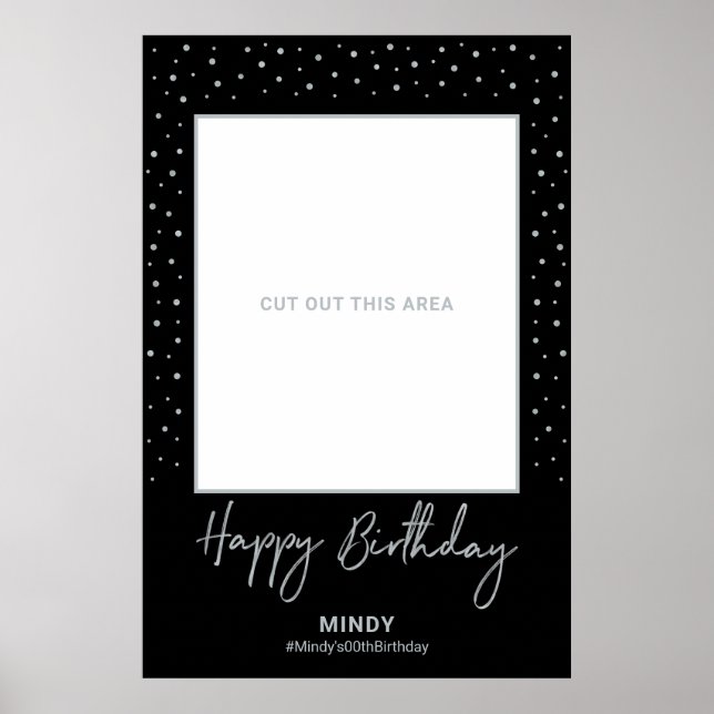 Affiche Black & Silver Joyeux Anniversaire Photo Cadre Pro (Devant)
