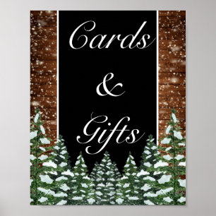 Affiche Black Snowy Bois & Cartes de Forêt Mariage Cadeaux