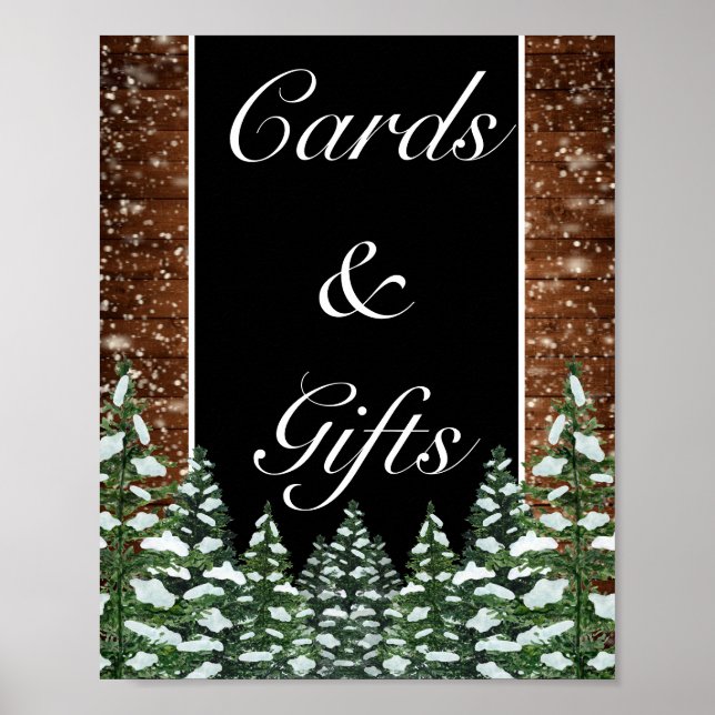 Affiche Black Snowy Bois & Cartes de Forêt Mariage Cadeaux (Devant)