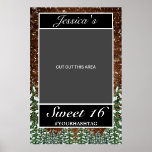 Affiche Black Snowy Bois & Pine Forêt Sweet 16 Photo Prop