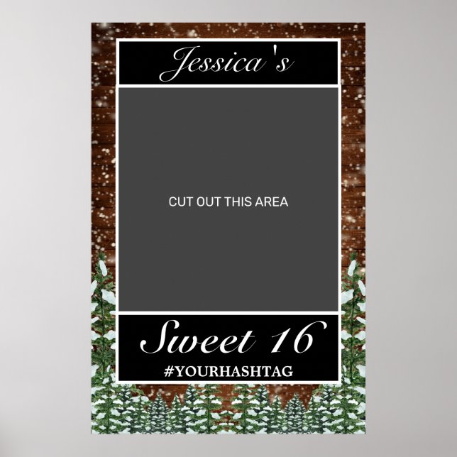 Affiche Black Snowy Bois & Pine Forêt Sweet 16 Photo Prop (Devant)