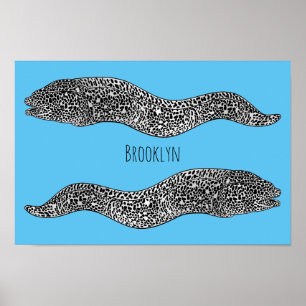 Affiche Black spotted moray eel cartoon