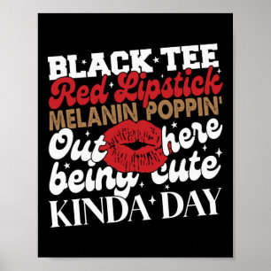 Affiche Black Tee Rouge Lipstick Melanin Junetdix Black Hi