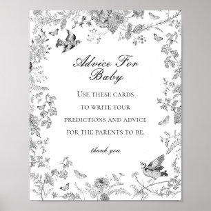 Affiche Black Toile De Jouy Conseil pour le jeu Baby showe