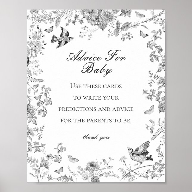 Affiche Black Toile De Jouy Conseil pour le jeu Baby showe (Devant)