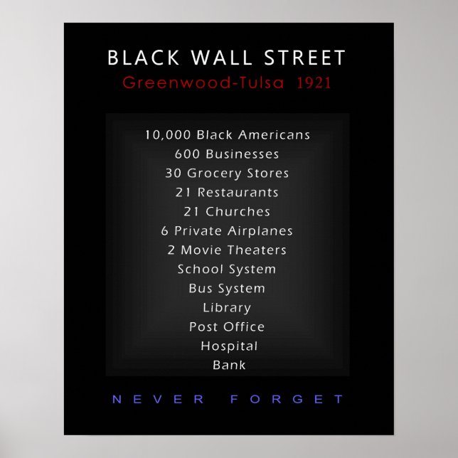 Affiche Black Wall Street - N'oubliez jamais (Devant)
