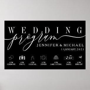 Affiche Black Wedding Program Custom Icons Timeline menu