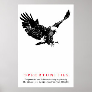 Affiche Black White Bald Eagle Possibilités de motivation