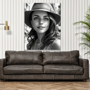 Affiche Black & White Bohemian Woman Génération AI Art