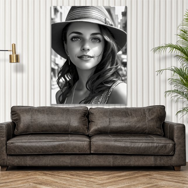 Affiche Black & White Bohemian Woman Génération AI Art (Créateur téléchargé)