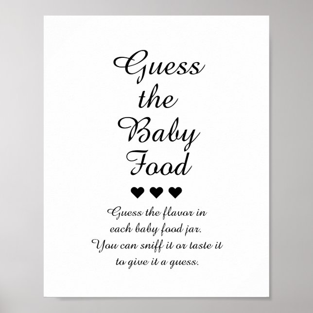 Affiche Black & White Guess the Baby Food Game (Devant)