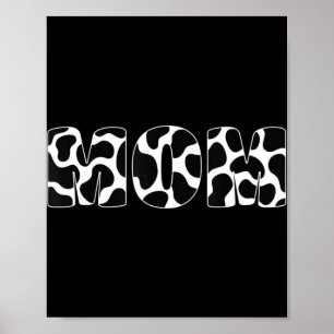 Affiche Black White Maman Vache Imprimer Motif animal esth