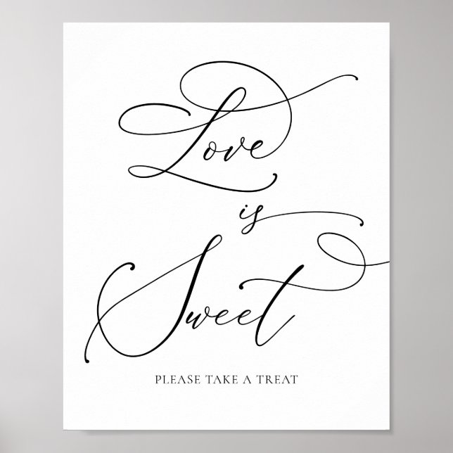 Affiche Black & White Minimalist Love is Sweet Dessert Bar (Devant)