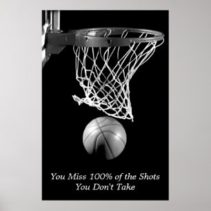 Affiche Black White Motivation Basketball Sport