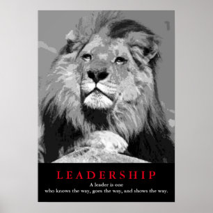 Affiche Black White Motivational Leadership Quote Lion