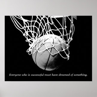 Affiche Black White Motivational Success Dream Basketball