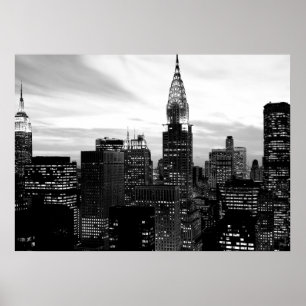 Affiche Black White New York City Night