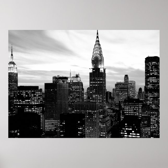 Affiche Black White New York City Night (Devant)