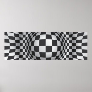 Affiche Black white op art illusion optique impression/aff