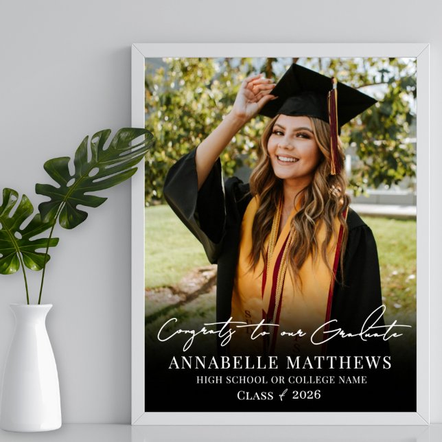 Affiche Black White Photo Graduation Party Sign (Black White Photo Graduation Party Sign)