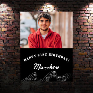 Affiche Black white photo musique anniversaire