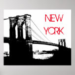 Affiche Black White Pop Art Brooklyn Bridge New York City<br><div class="desc">New York - Photo de l'Art numérique des gratte-ciel de Manhattan</div>