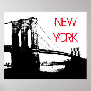 Affiche Black White Pop Art Brooklyn Bridge New York City