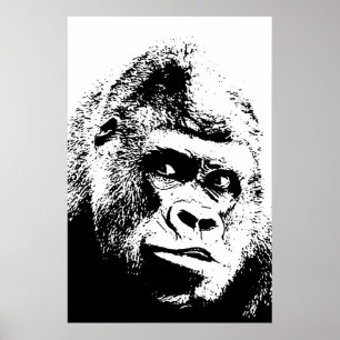 Affiche Black White Pop Art Gorilla