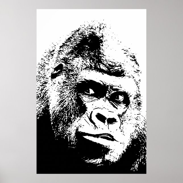 Affiche Black White Pop Art Gorilla (Devant)