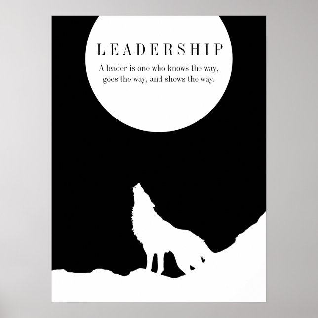 Affiche Black White Pop Art Leadership Wolf Howling (Devant)